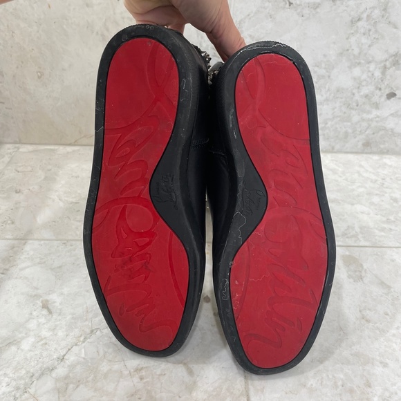 LOUBOUTIN {38} Boots Leather Studded Accents Lace-Up Boots - Picture 7 of 16